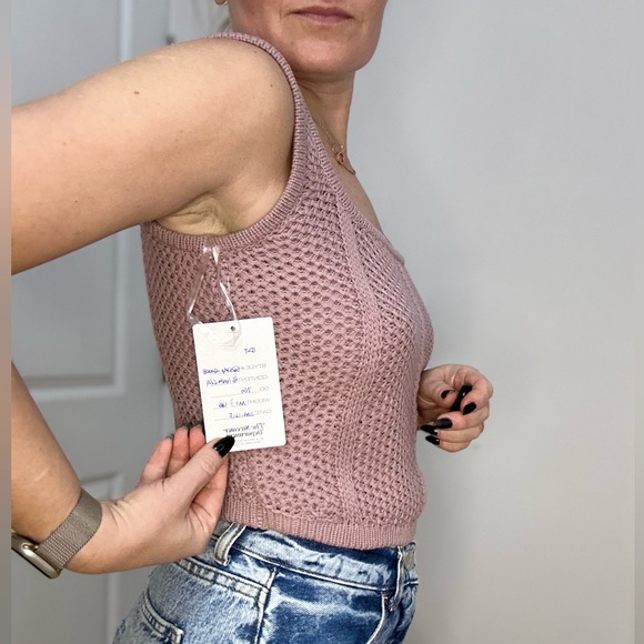 Corset Knit Square Neck Lace Up Back Top - Picture 5 of 7